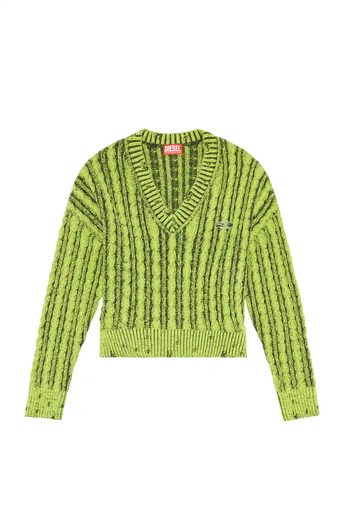 Green Chunky jumper in two-tone cotton