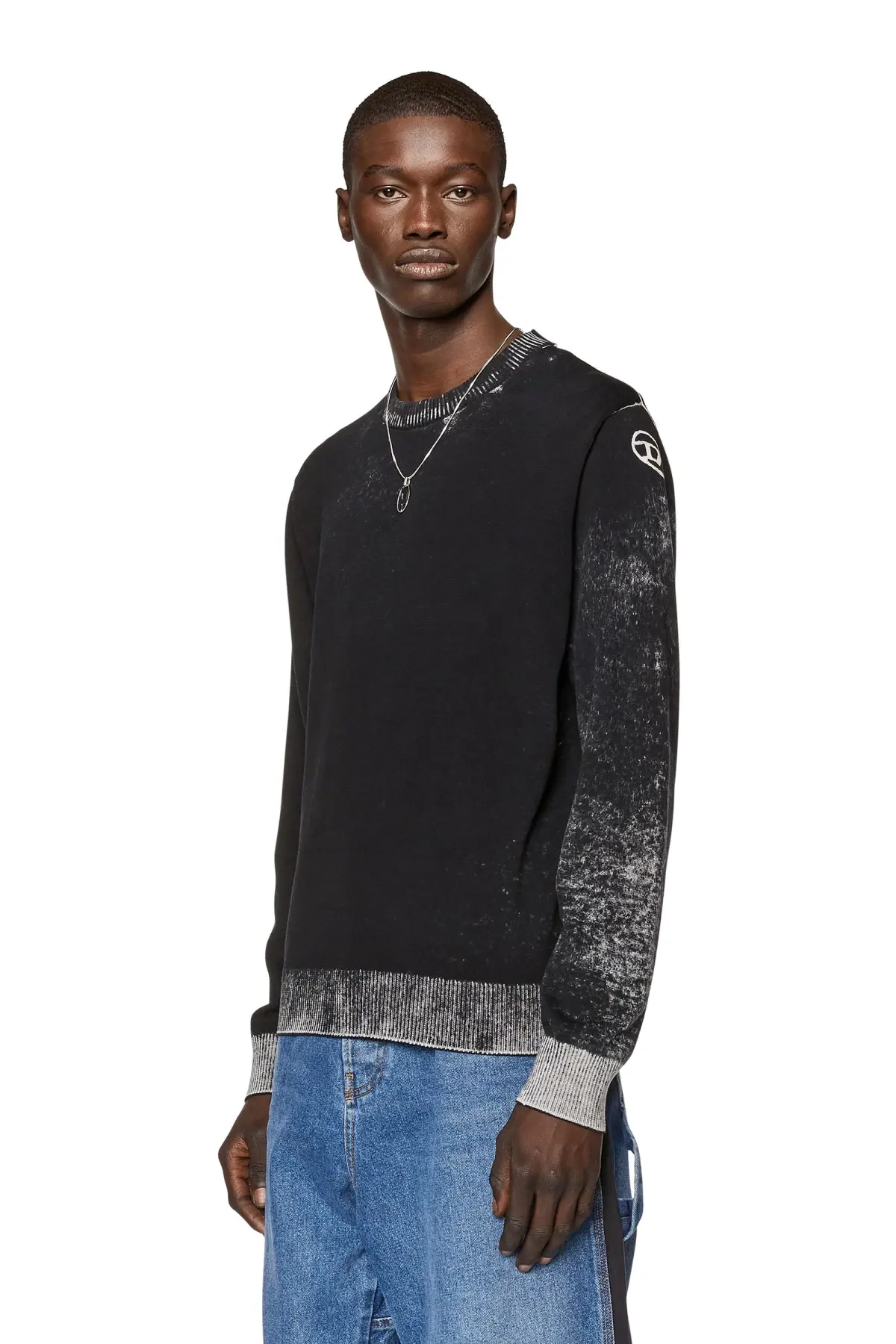 Black Reverse-print cotton jumper