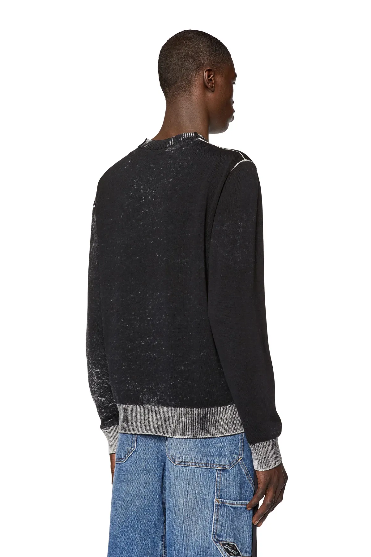 Black Reverse-print cotton jumper