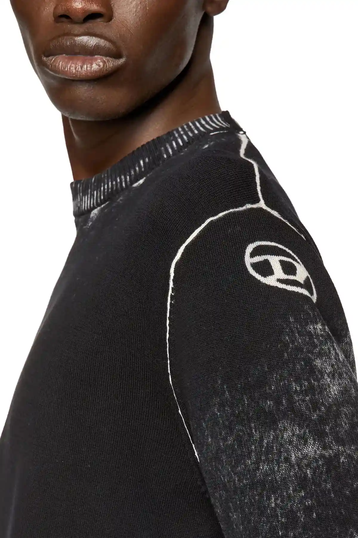 Black Reverse-print cotton jumper