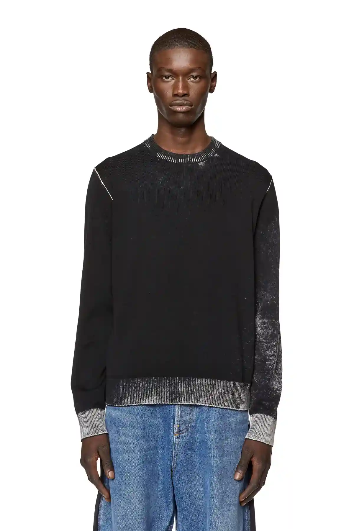 Black Reverse-print cotton jumper