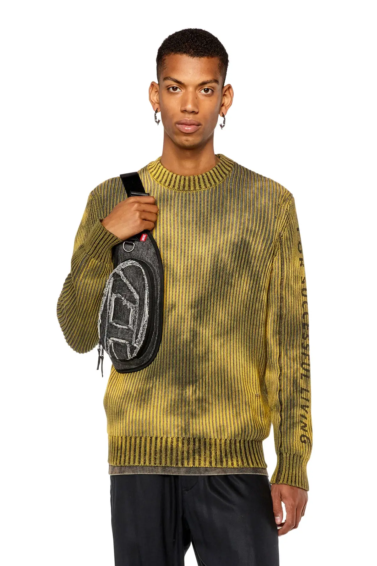 Multicolor Cotton pullover with bad-dye effect