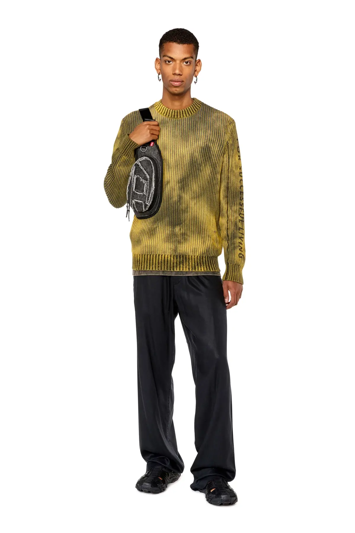 Multicolor Cotton pullover with bad-dye effect