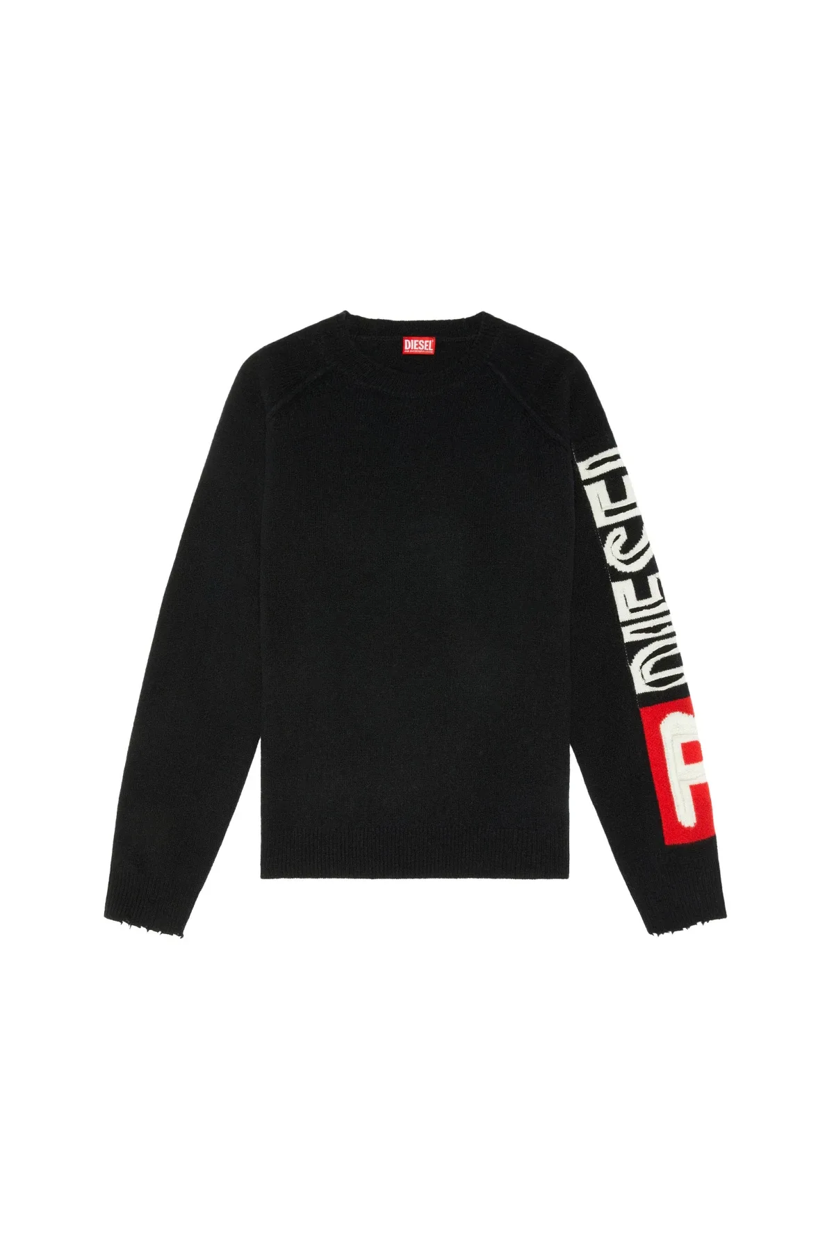 Black Wool sweater with cut-up logo