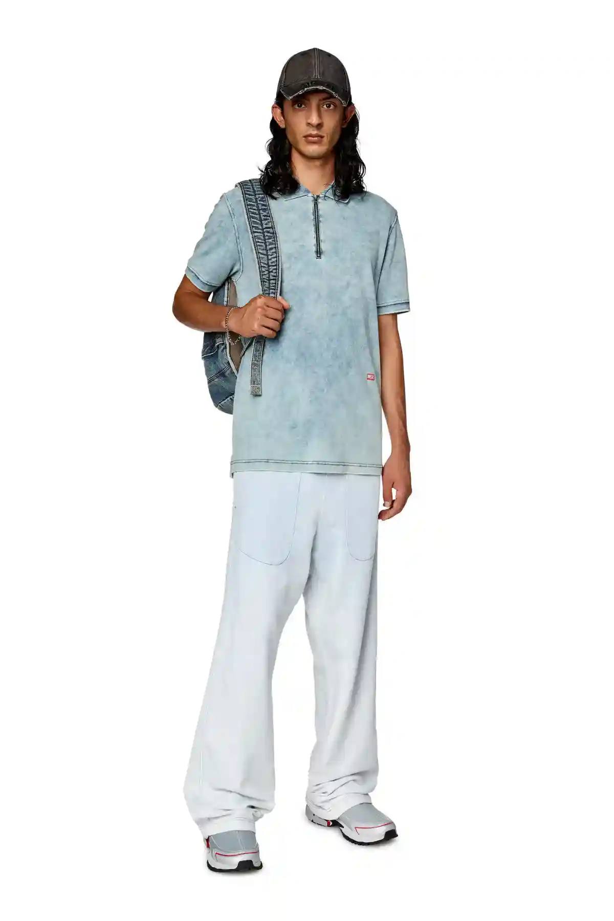 Blue Polo shirt in faded piqué