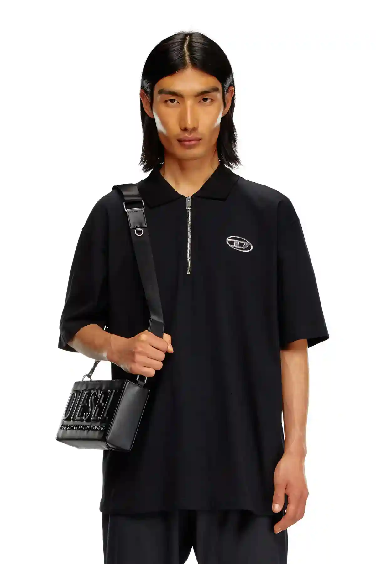 Black Polo shirt with half zip