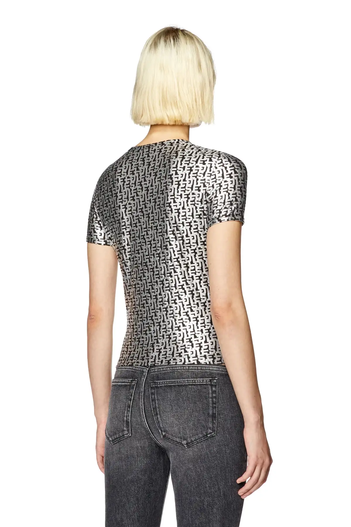 Grey T-shirt with foil monogram print