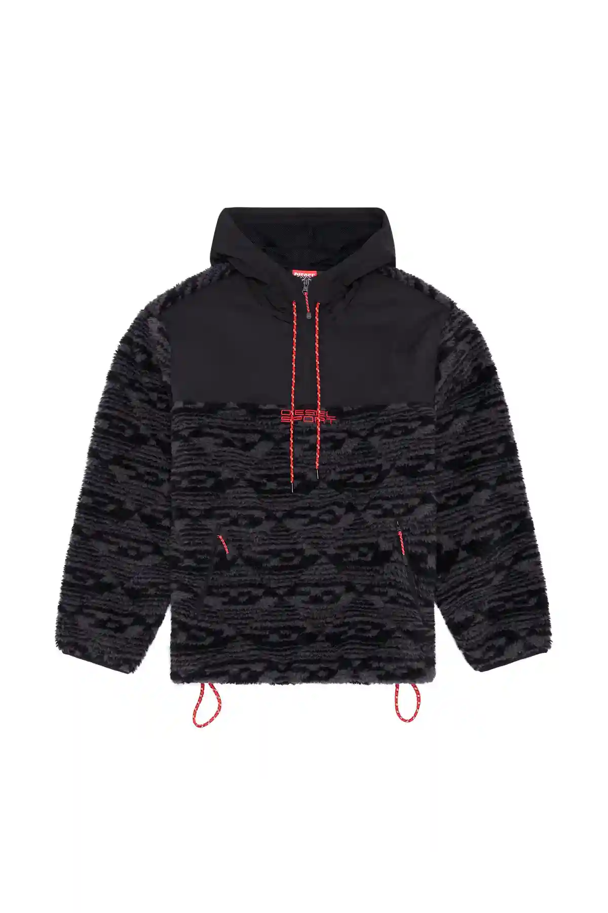 Black Hoodie in recycled logo fleece