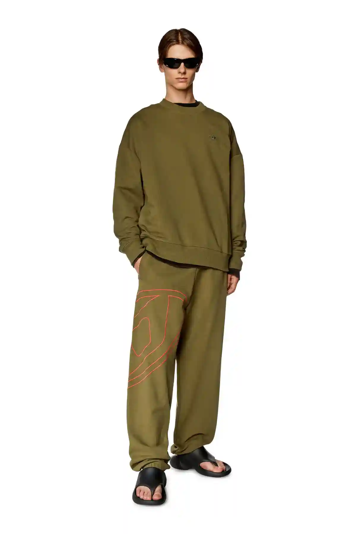Green Track pants with mega oval D