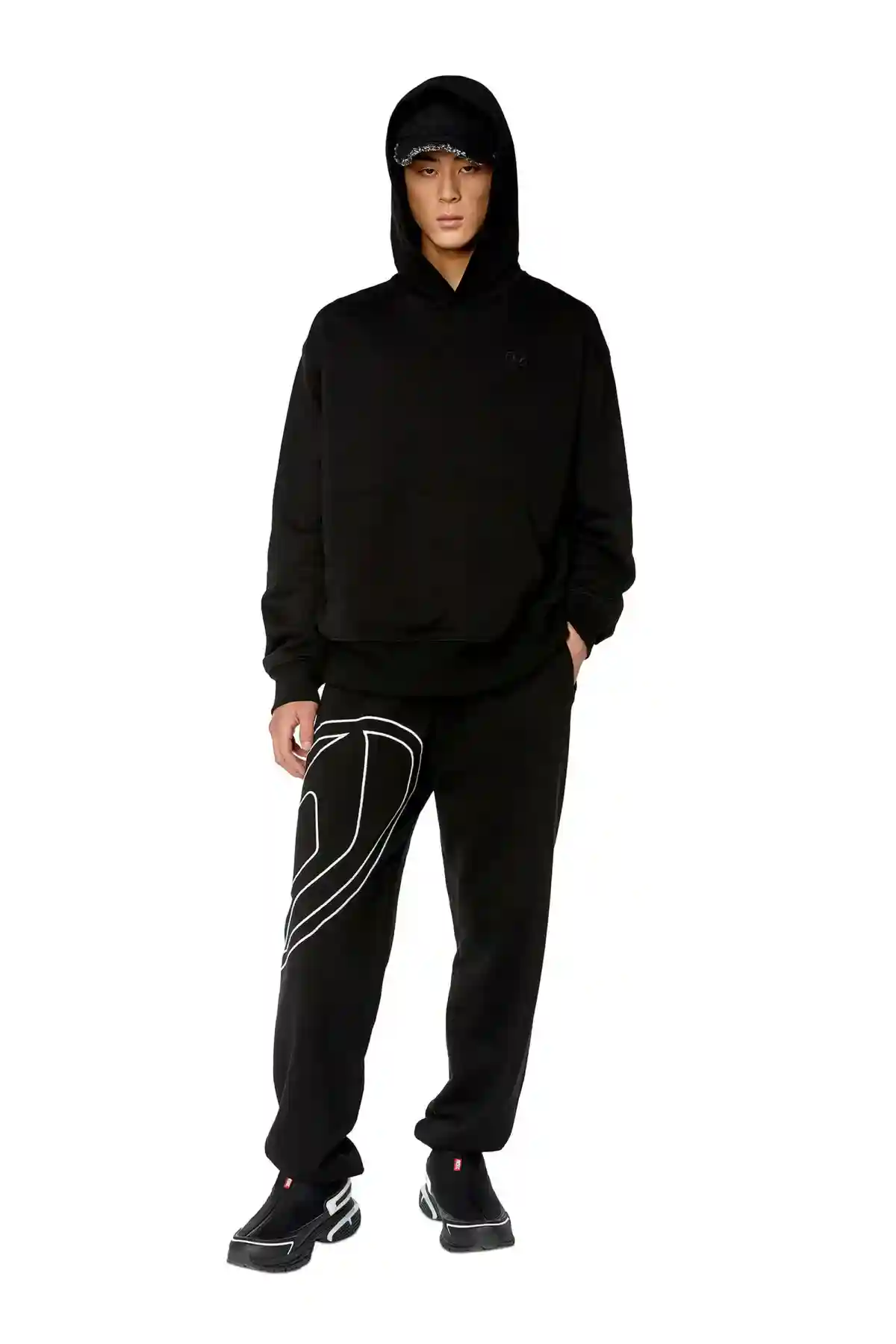 black Track pants with mega oval D