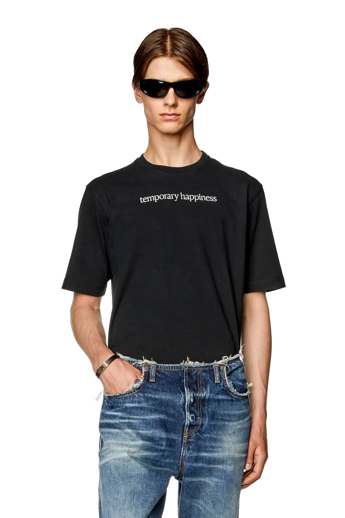Black T-shirt with front embroidery