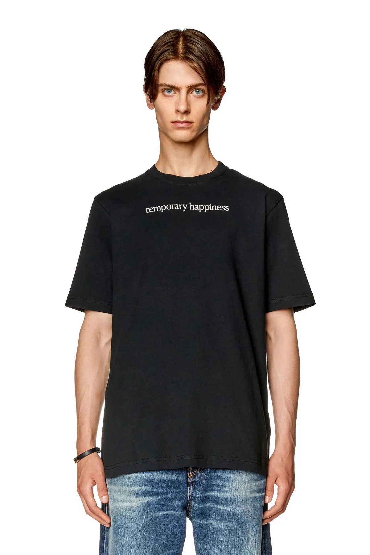 Black T-shirt with front embroidery