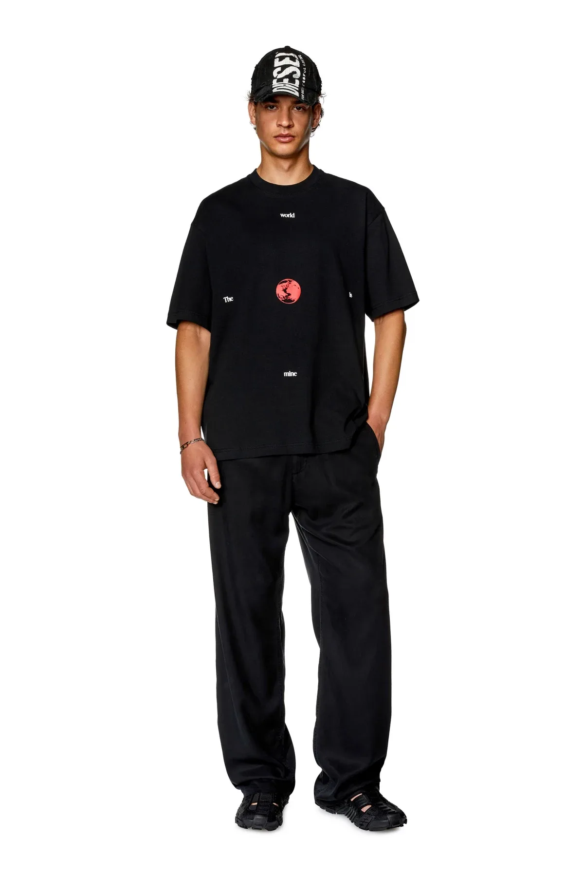 Black T-shirt with The World is Mine print