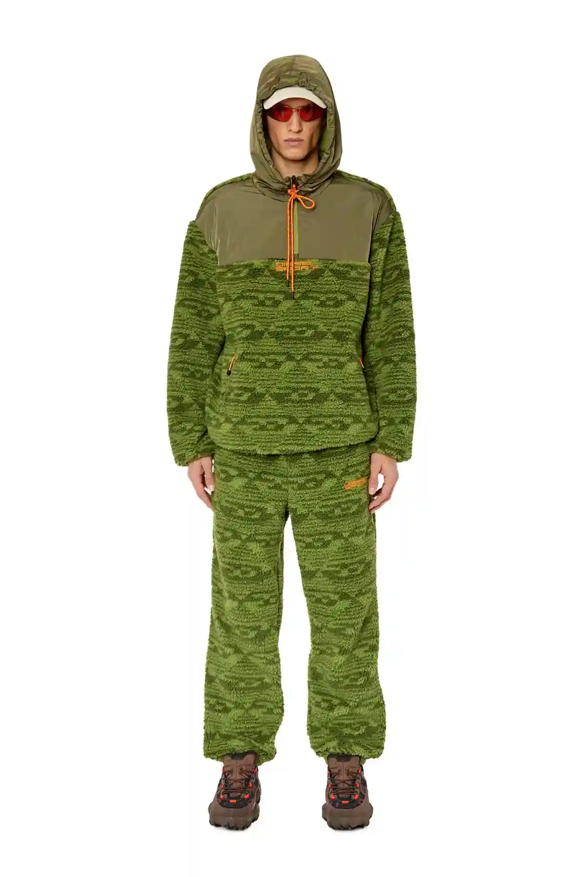 Green Monogram track pants in teddy fleece