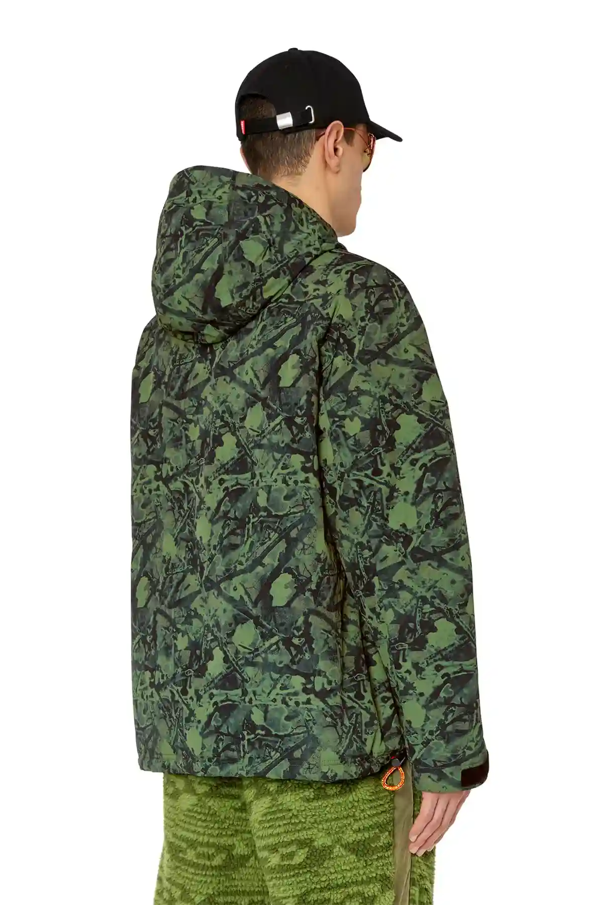Green Padded hooded anorak with graphic print