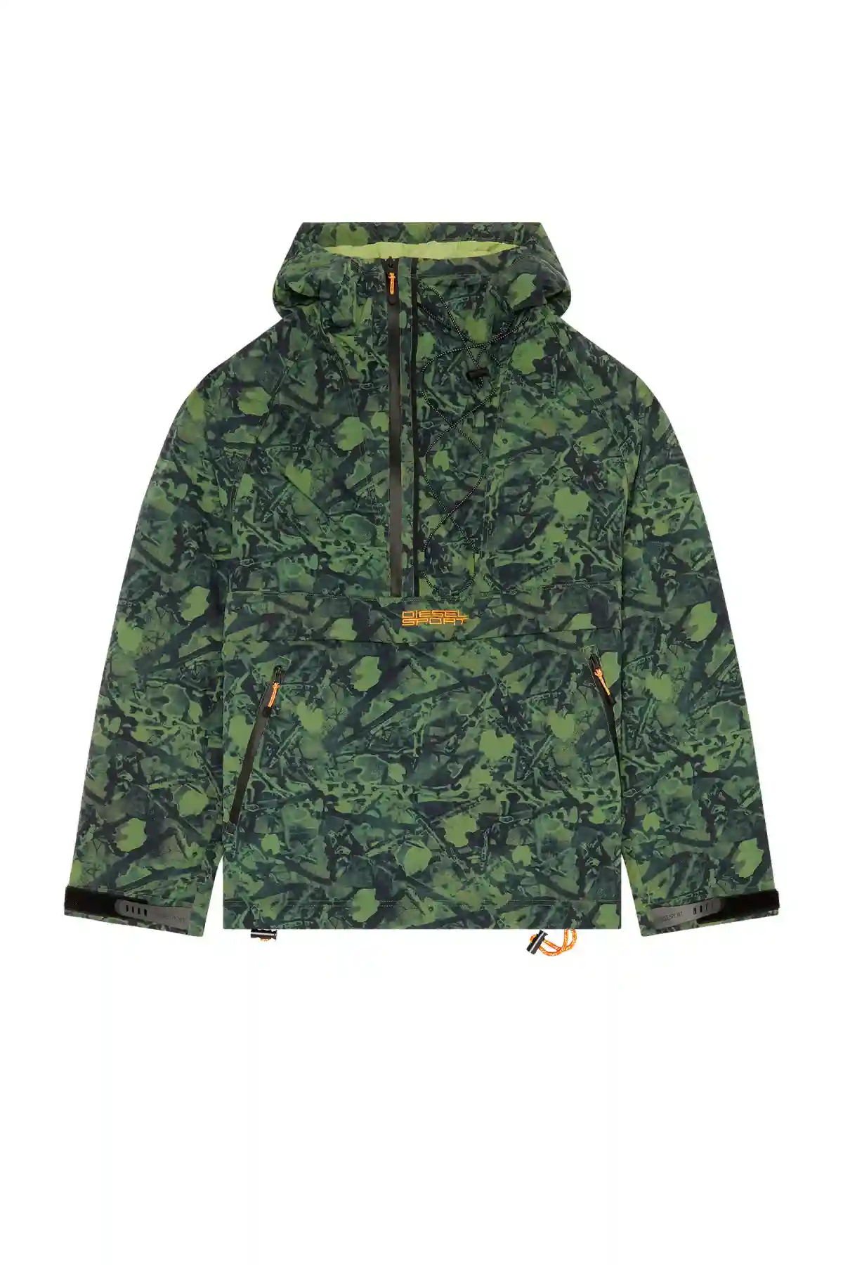 Green Padded hooded anorak with graphic print