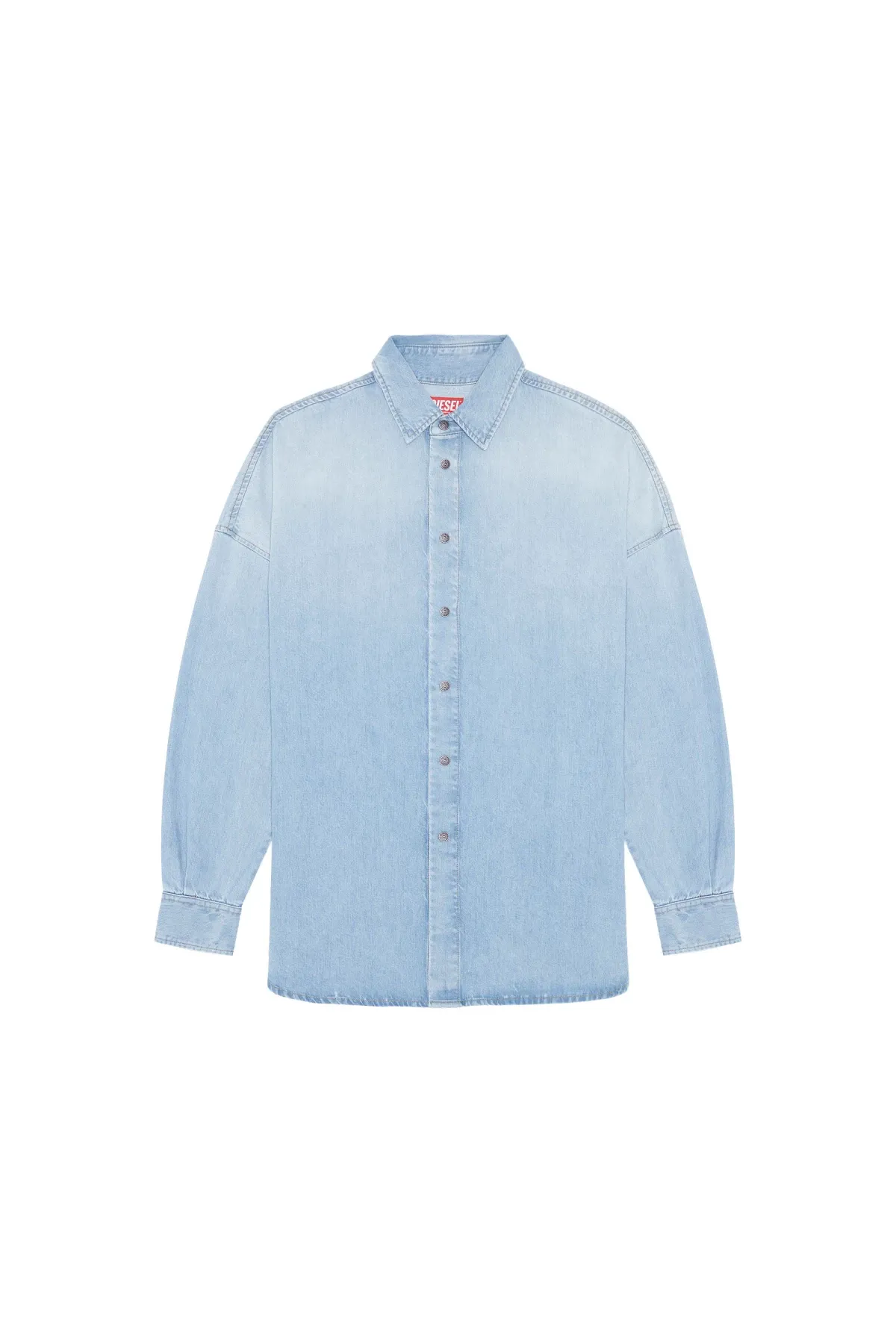 Blue Shirt in denim with distressed logo