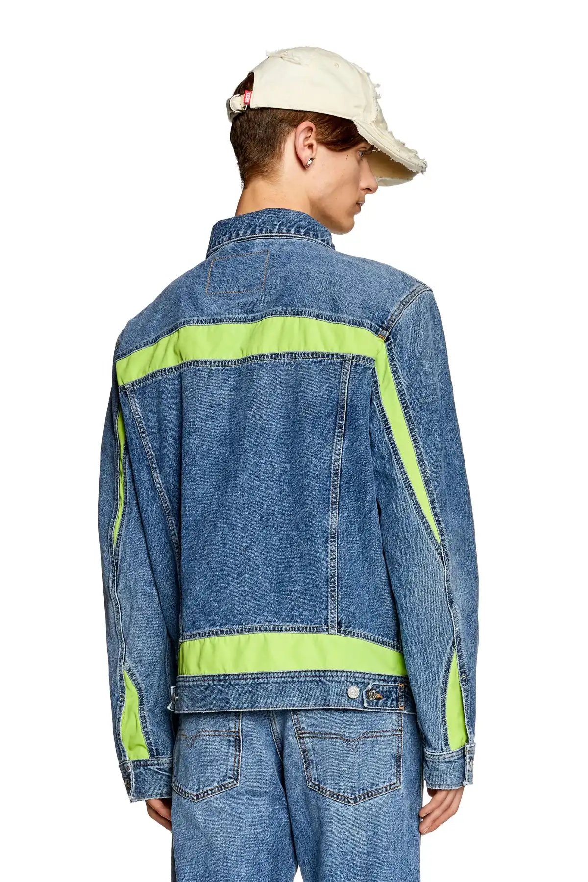 Blue Panelled trucker jacket