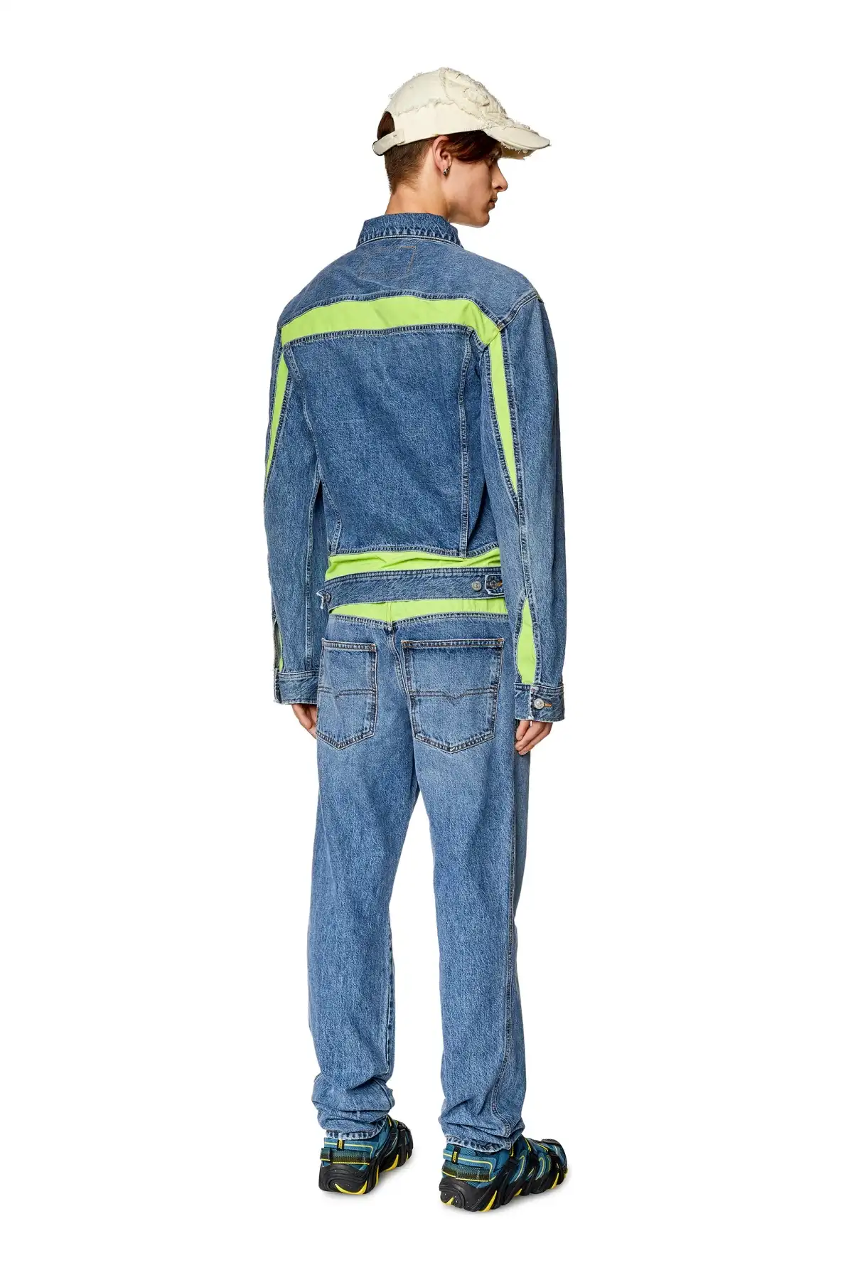 Blue Panelled trucker jacket