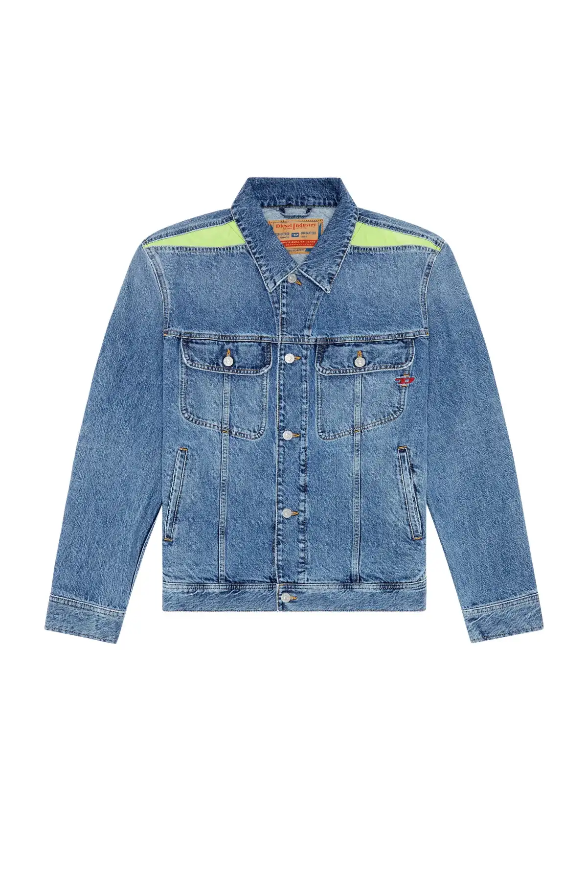 Blue Panelled trucker jacket