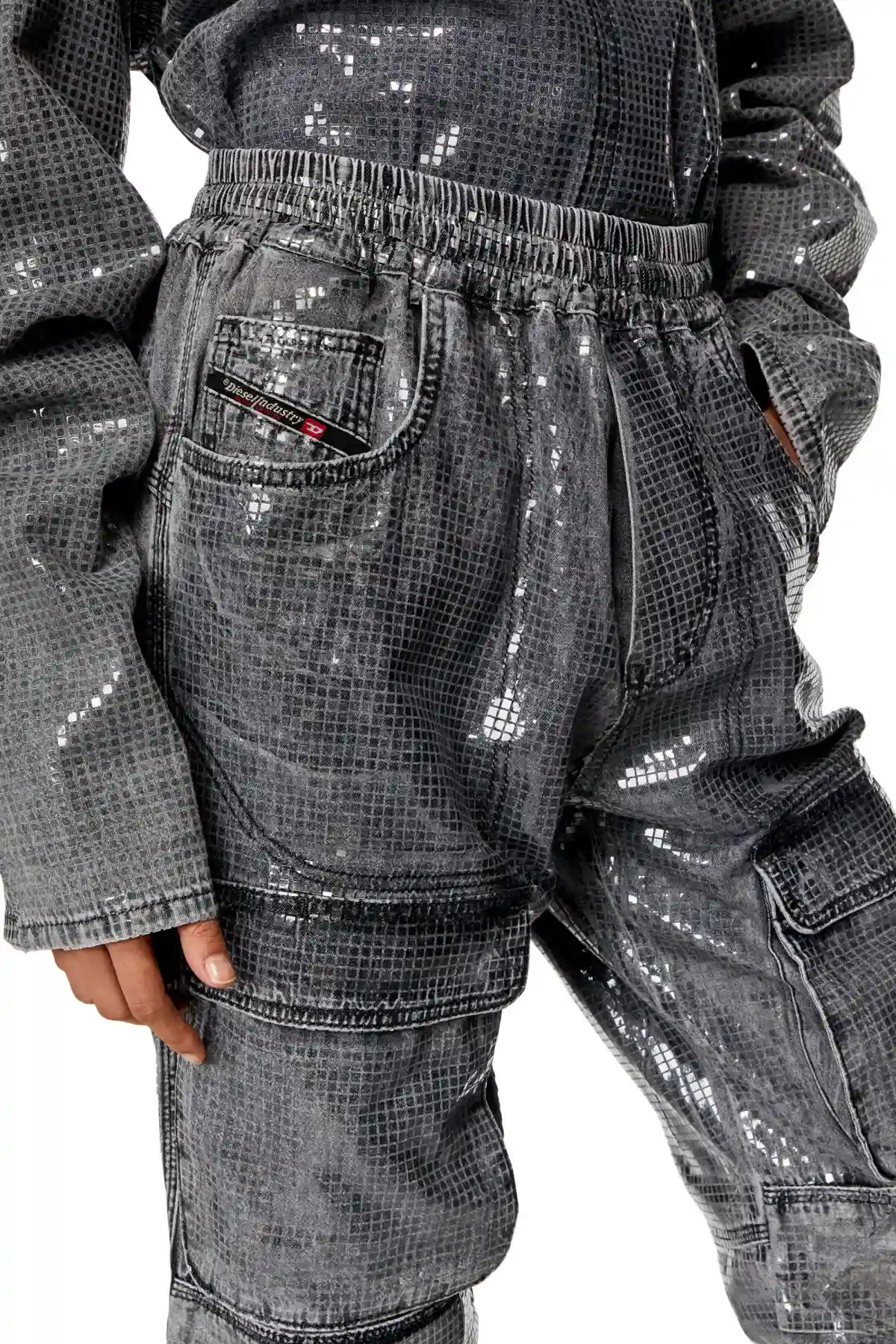 Black and Dark Grey Regular Jeans-D-Mirt