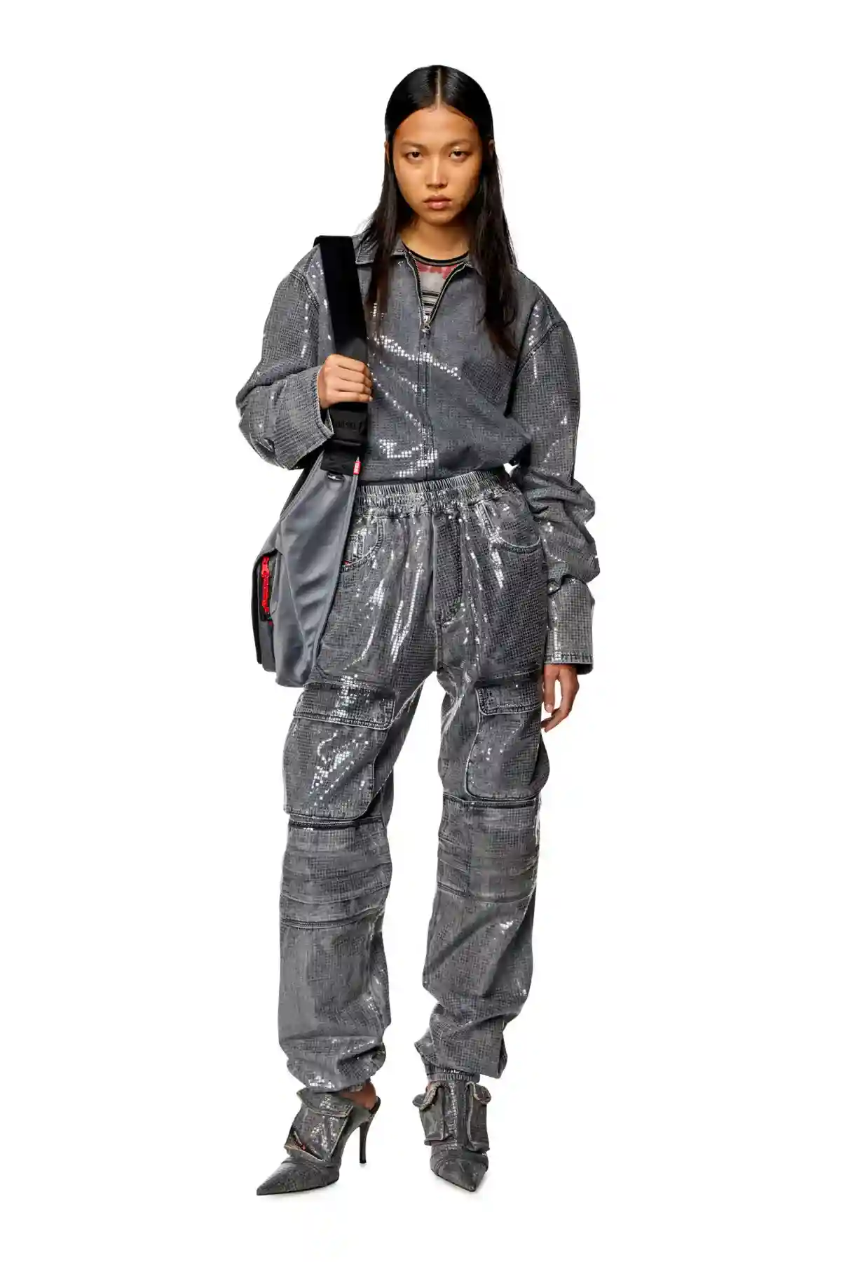 Black and Dark Grey Regular Jeans-D-Mirt