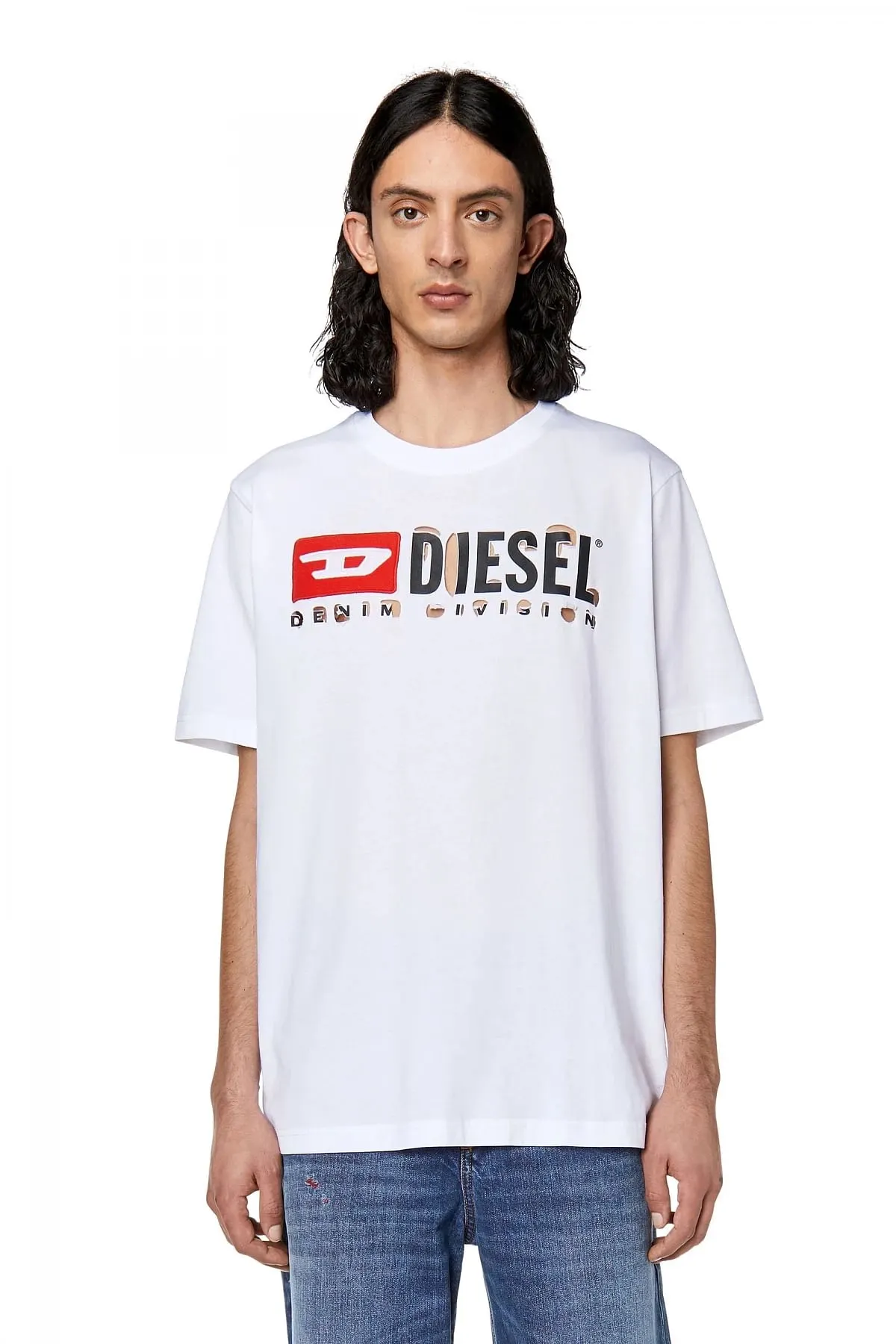 White T-shirt with peel-off letters