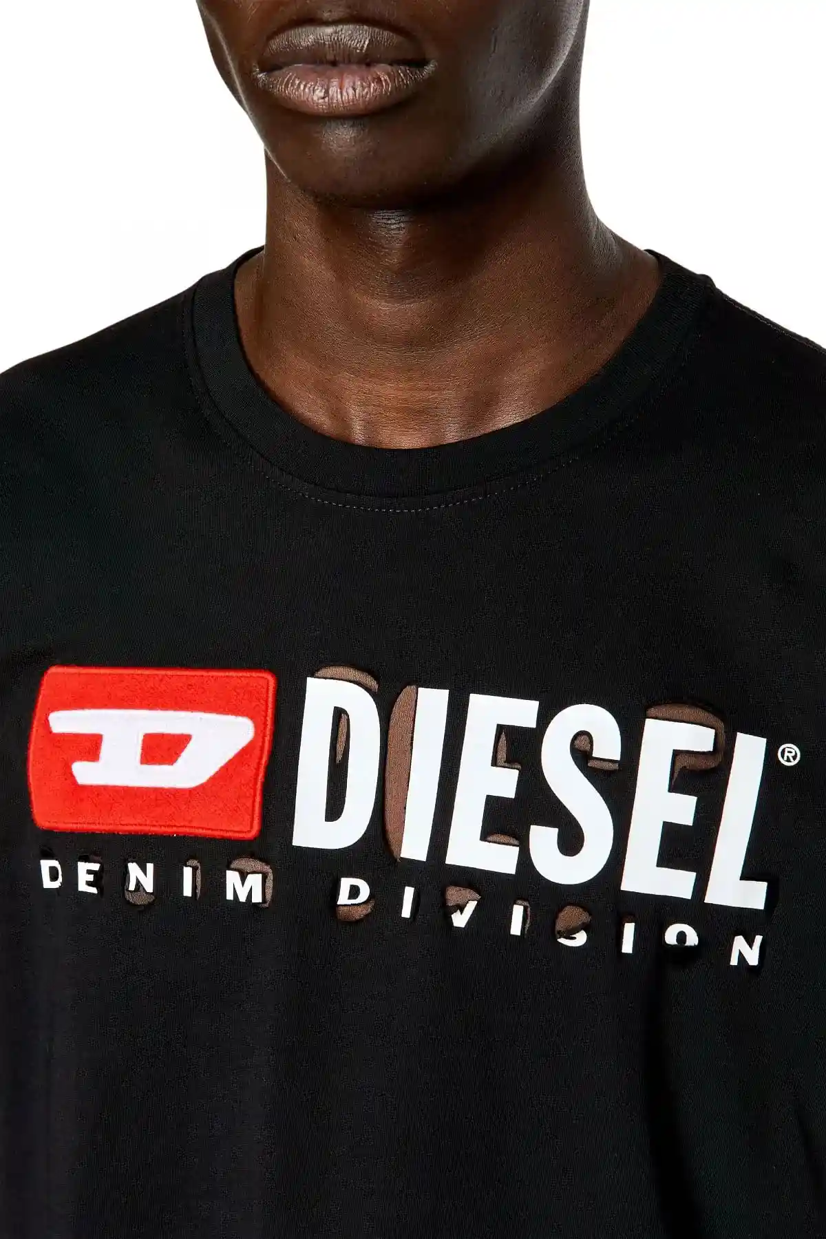 Black T-shirt with peel-off letters