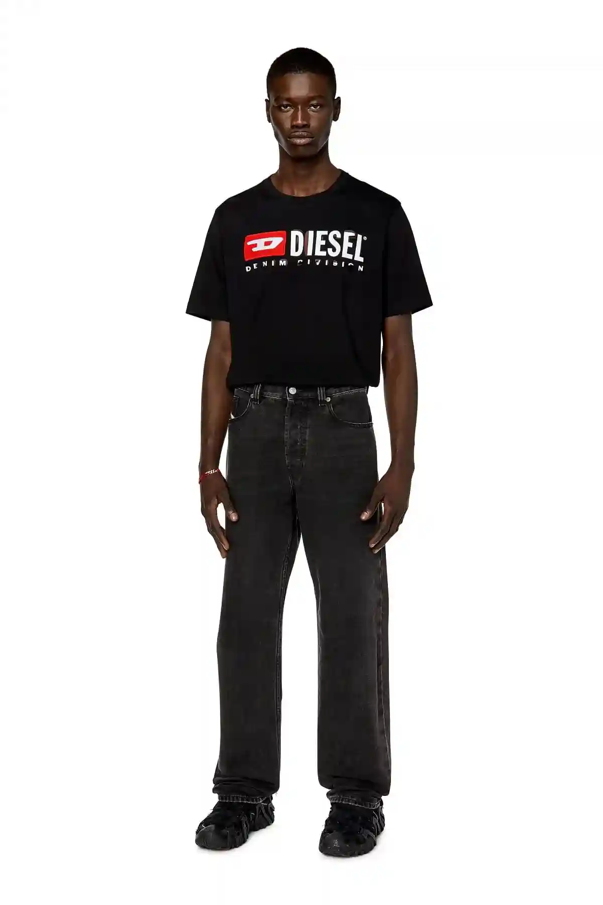 Black T-shirt with peel-off letters
