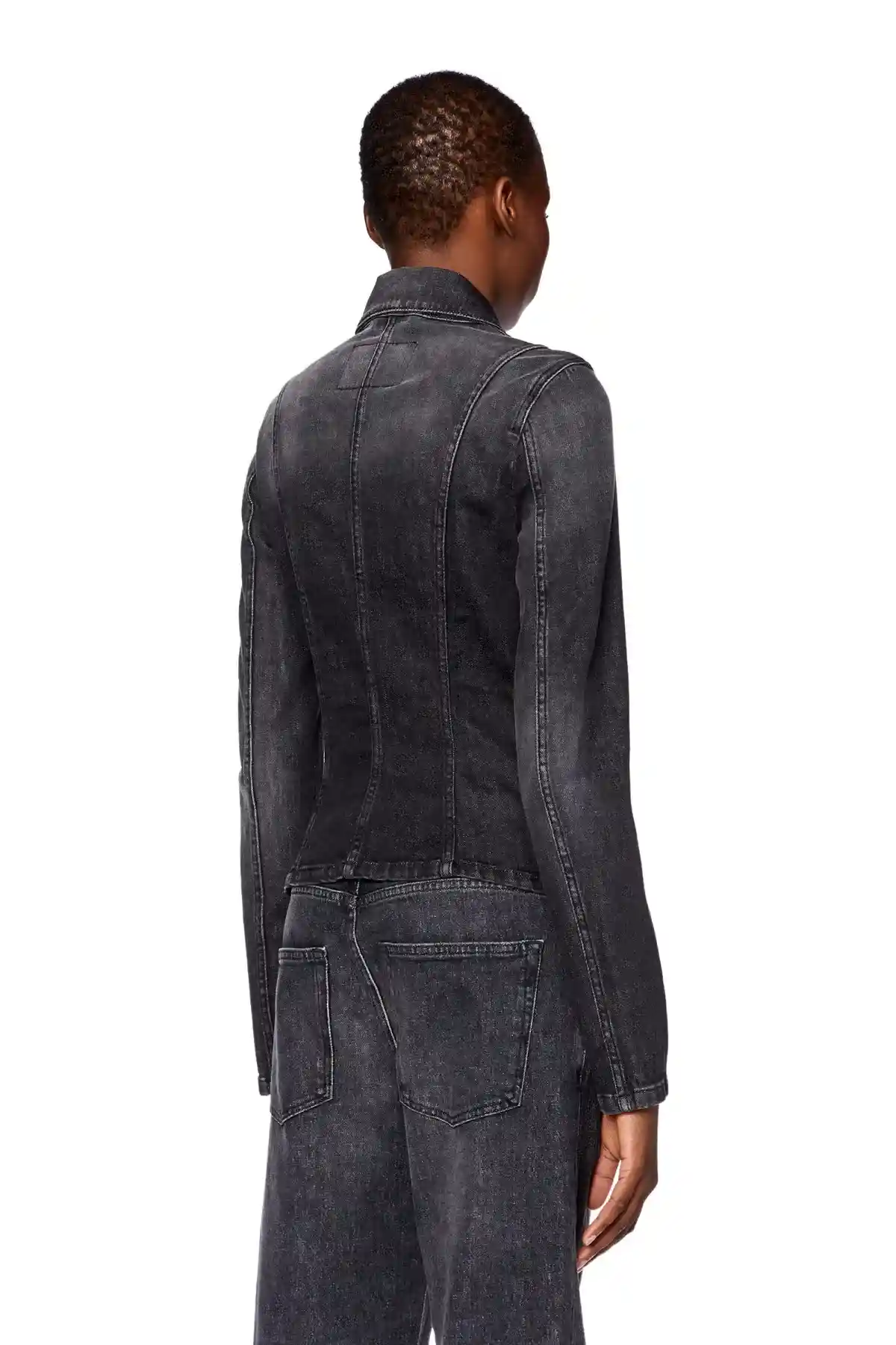 Black Zip jacket in inside-out denim