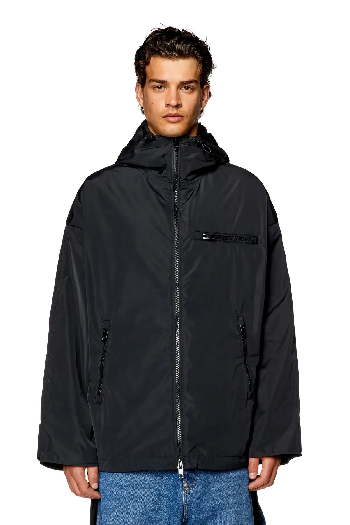 Multicolor Nylon jacket with piped oval D logo