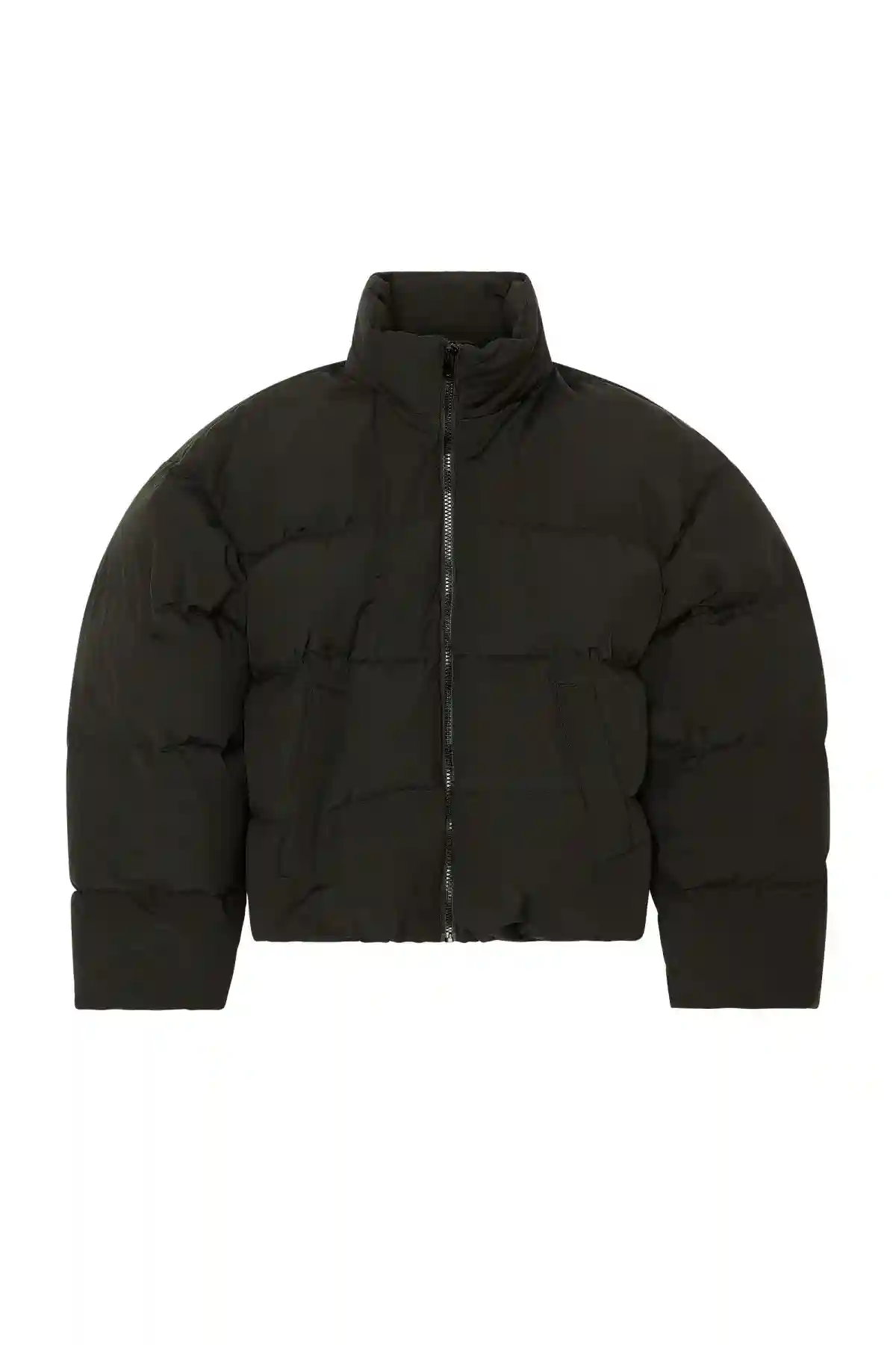 Black Down jacket with stitched oval D logo