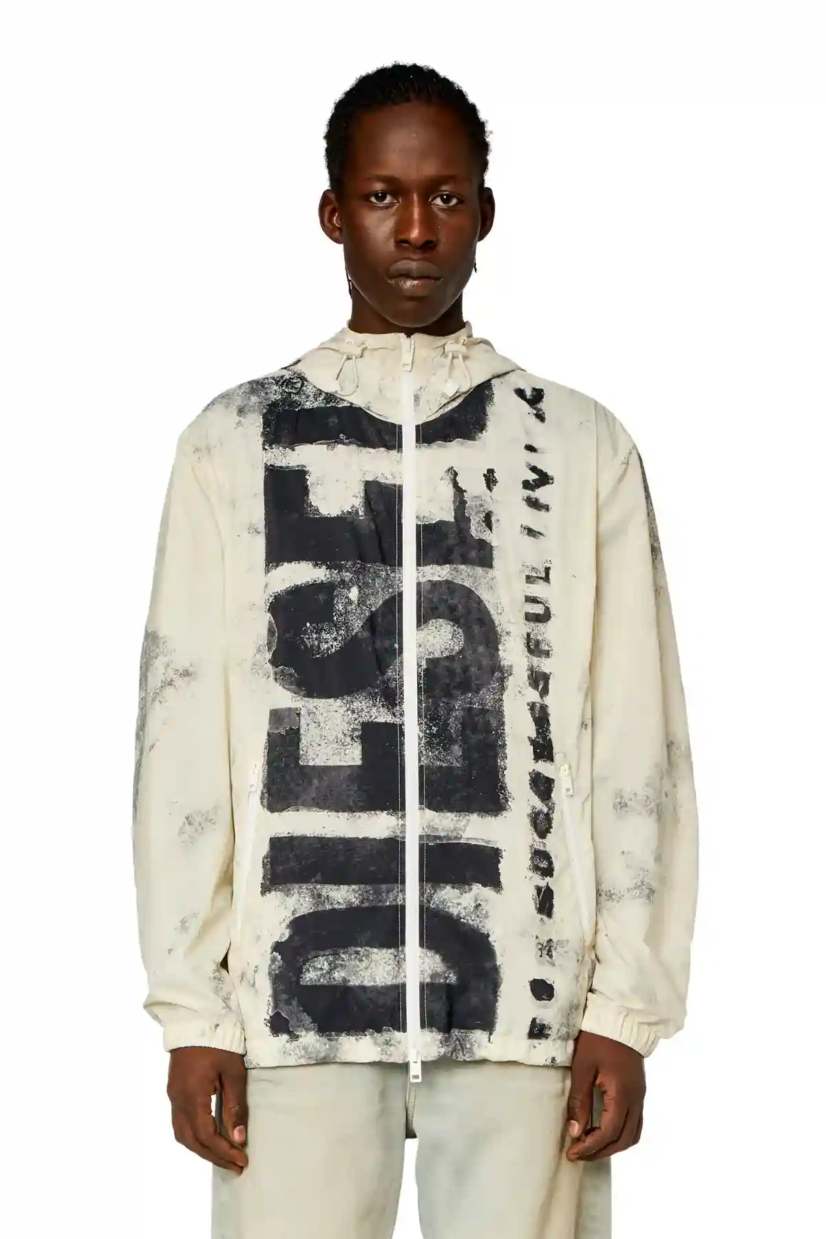 Multi Watercolour-effect windbreaker with logo