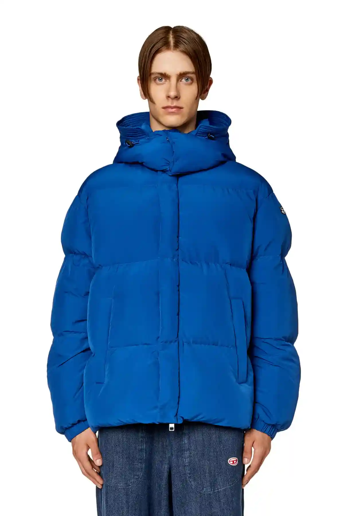 Blue Puffer jacket with detachable hood
