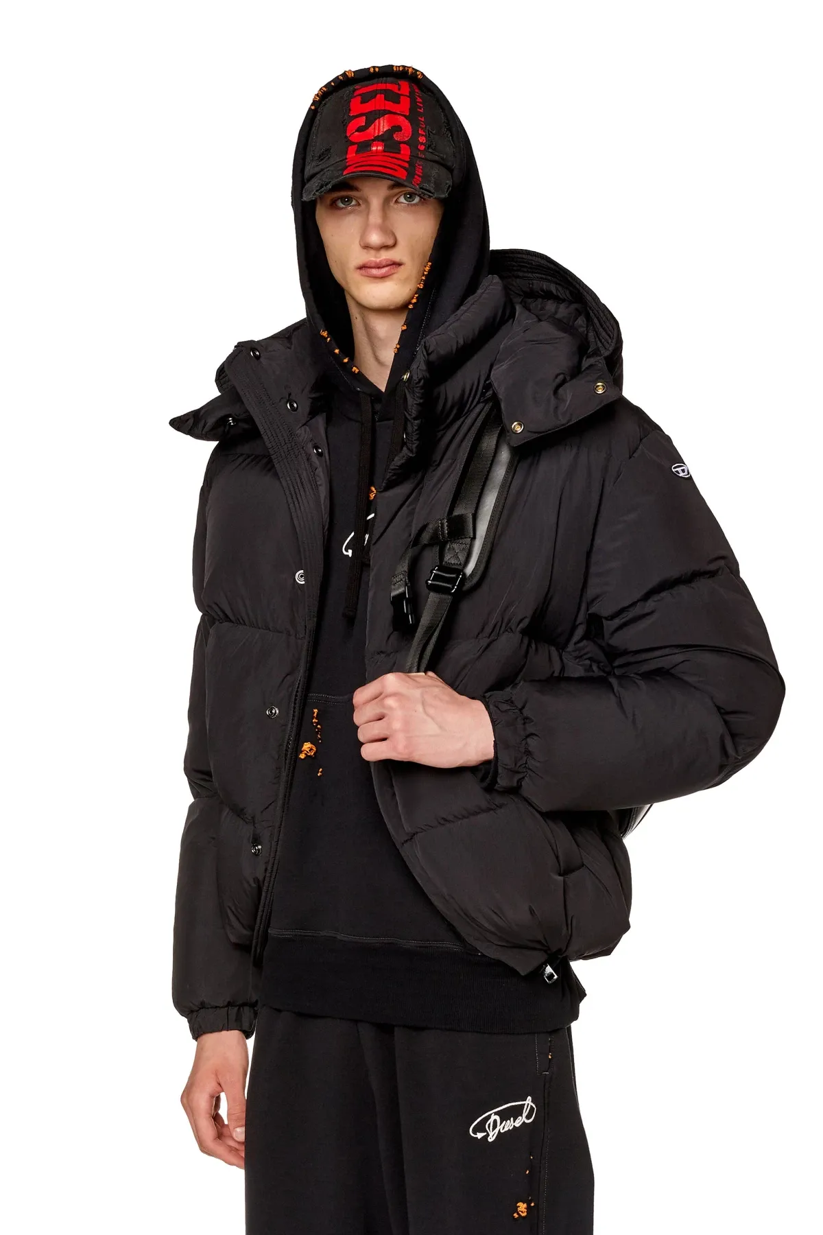 Black Puffer jacket with detachable hood