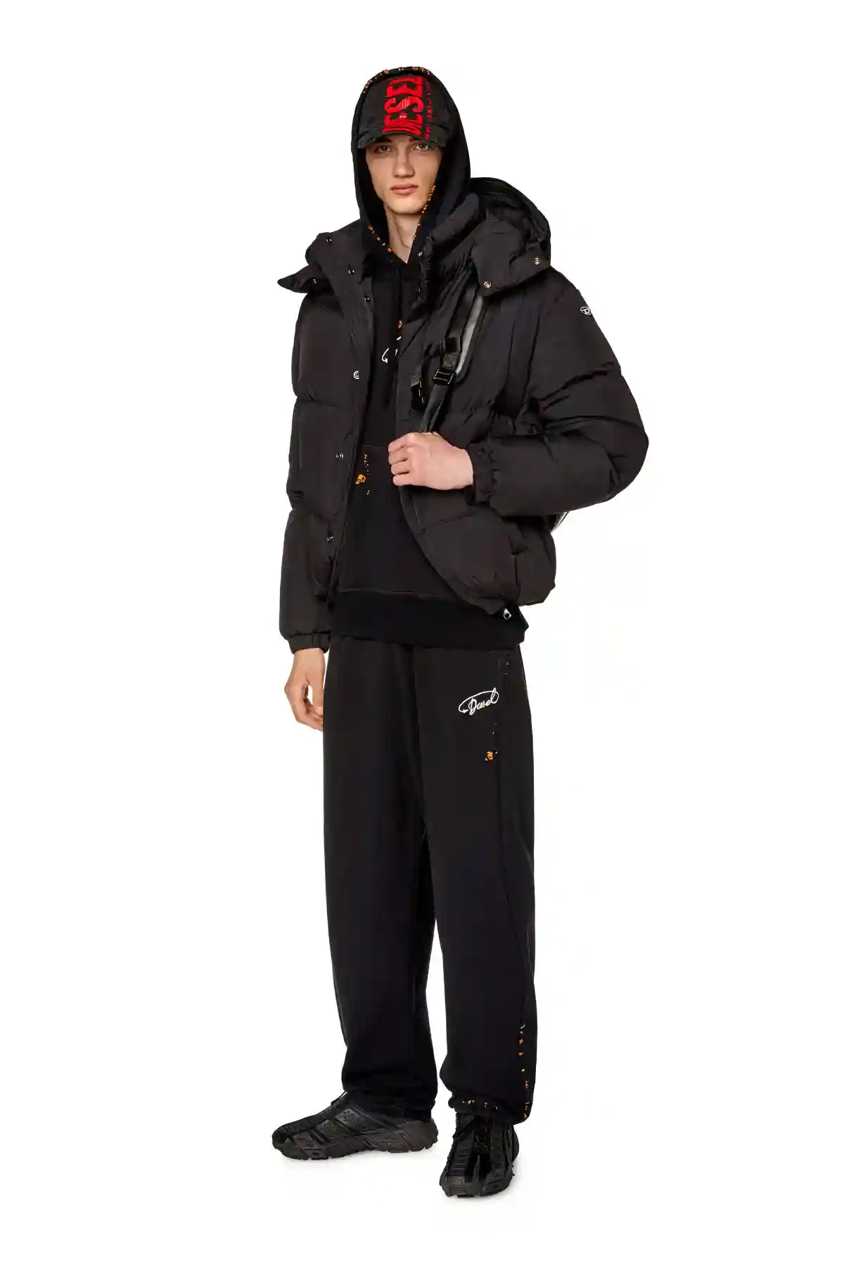 Black Puffer jacket with detachable hood