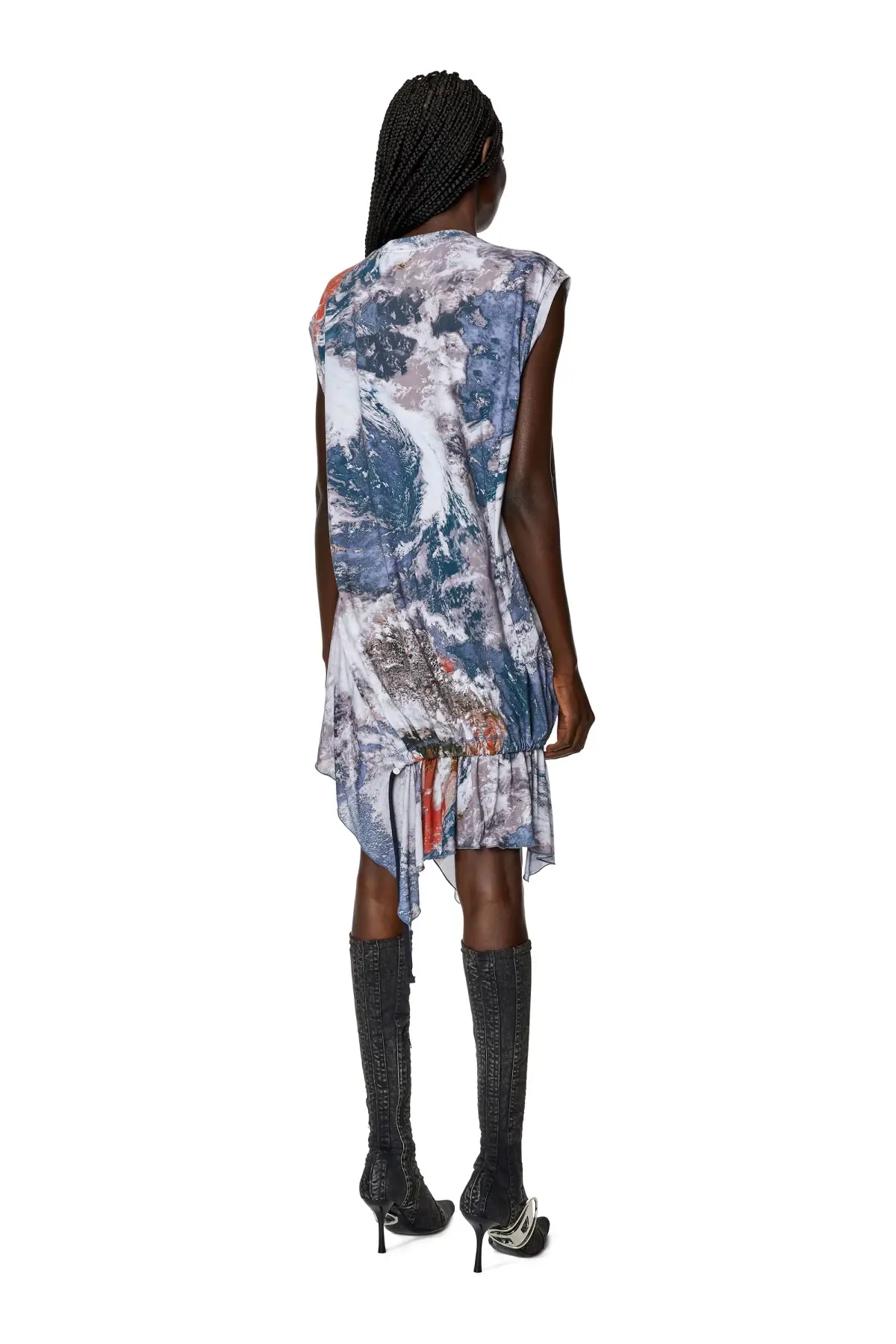 Multicolor Printed T-shirt dress with jersey hem