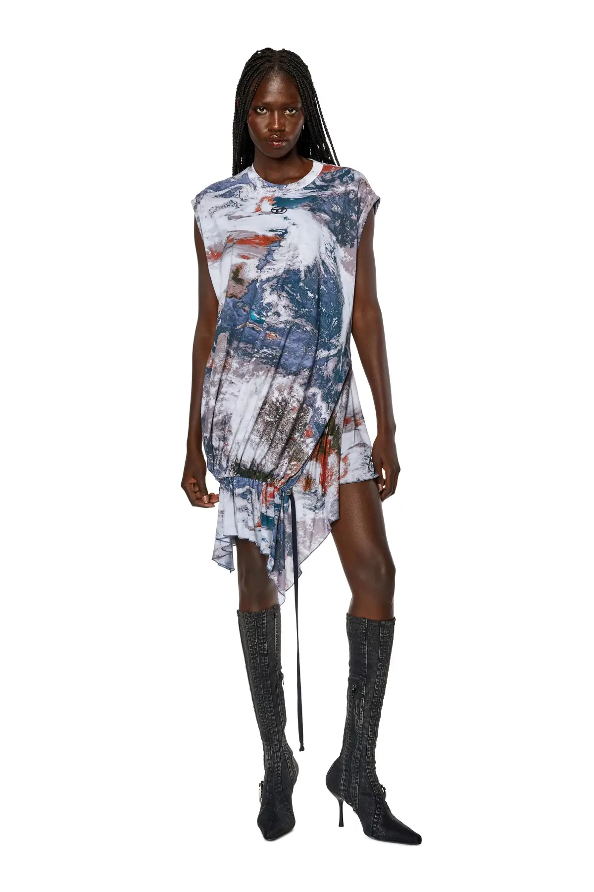 Multicolor Printed T-shirt dress with jersey hem