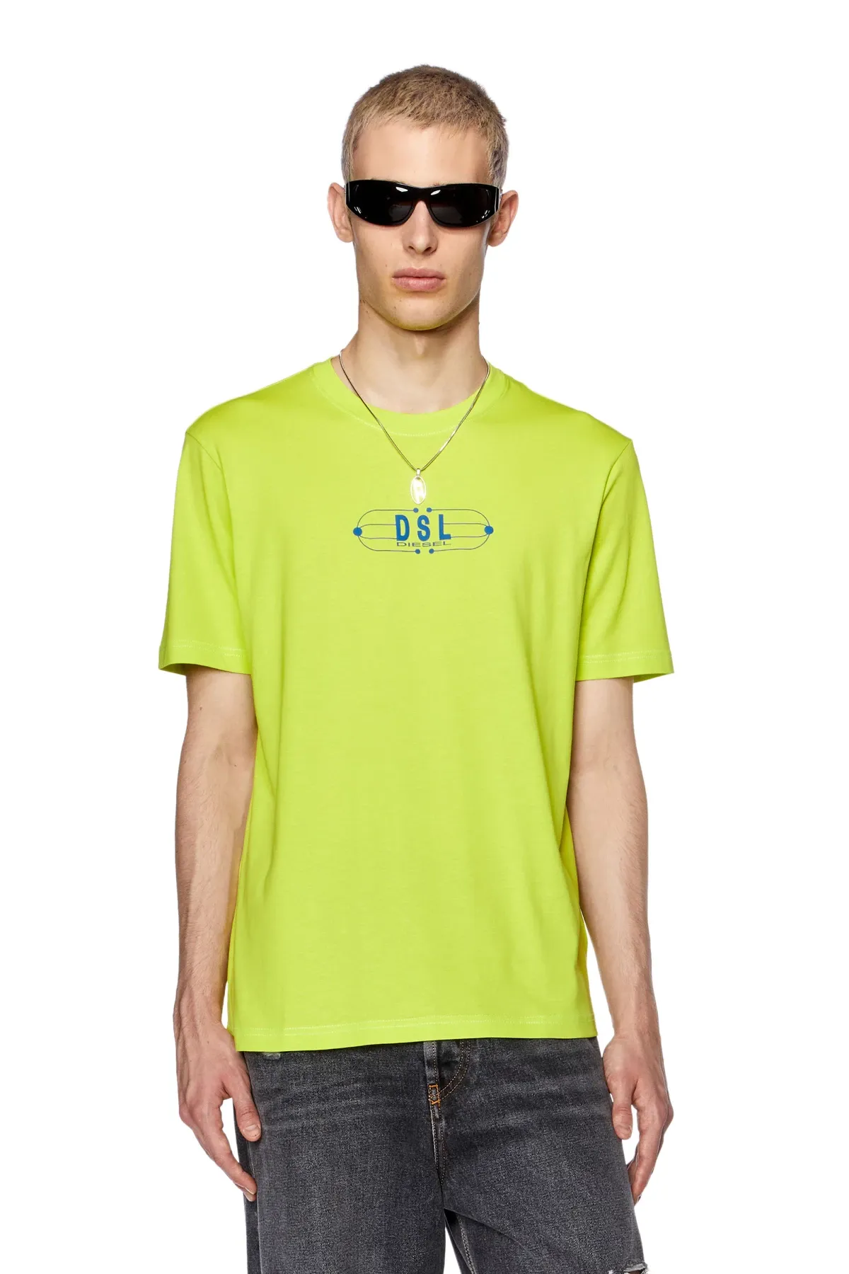 Green T-shirt with DSL shipping slip print