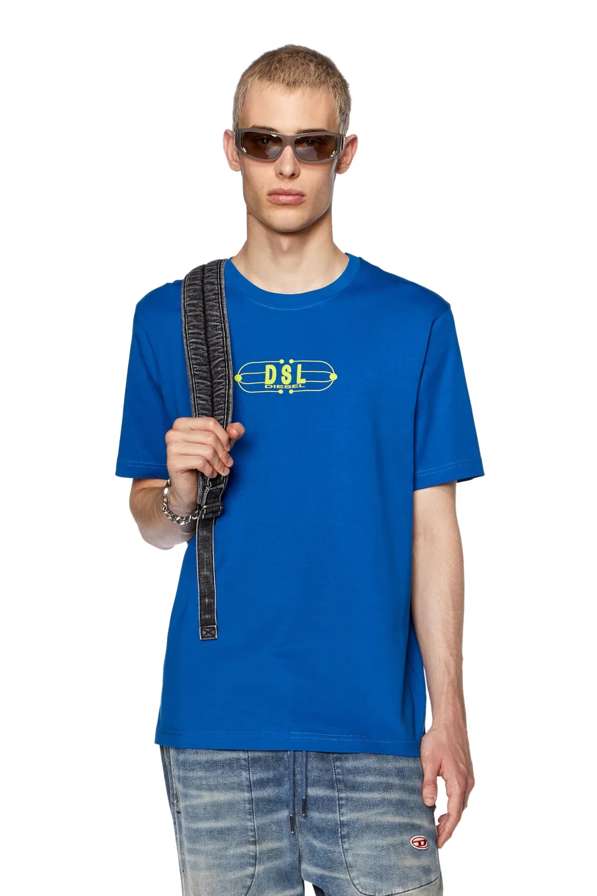 Blue T-shirt with DSL shipping slip print