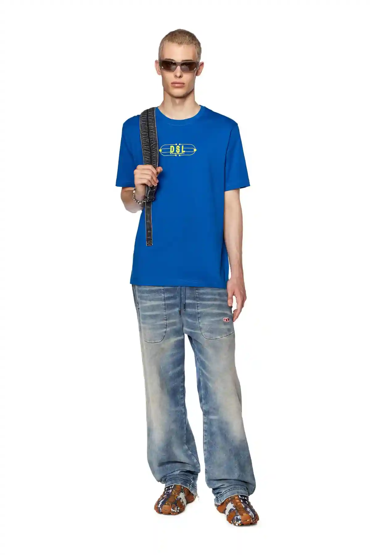 Blue T-shirt with DSL shipping slip print