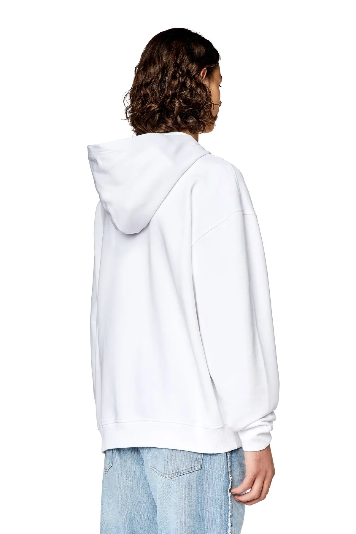 White Oversized hoodie with logo patch