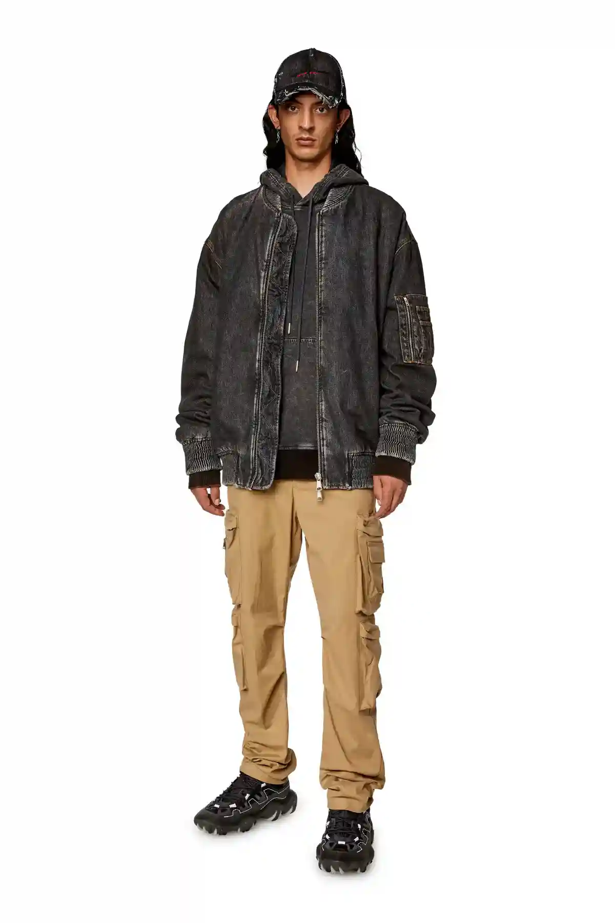 Brown Cargo pants with zip pocket