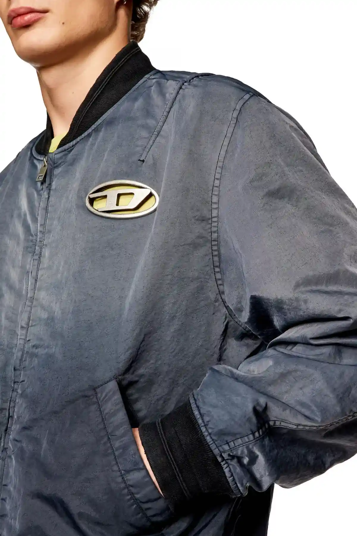 Grey Dégradé padded bomber jacket