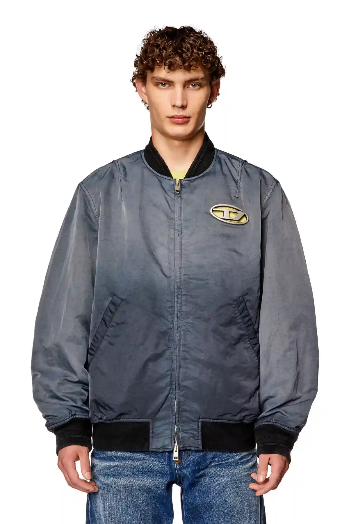 Grey Dégradé padded bomber jacket