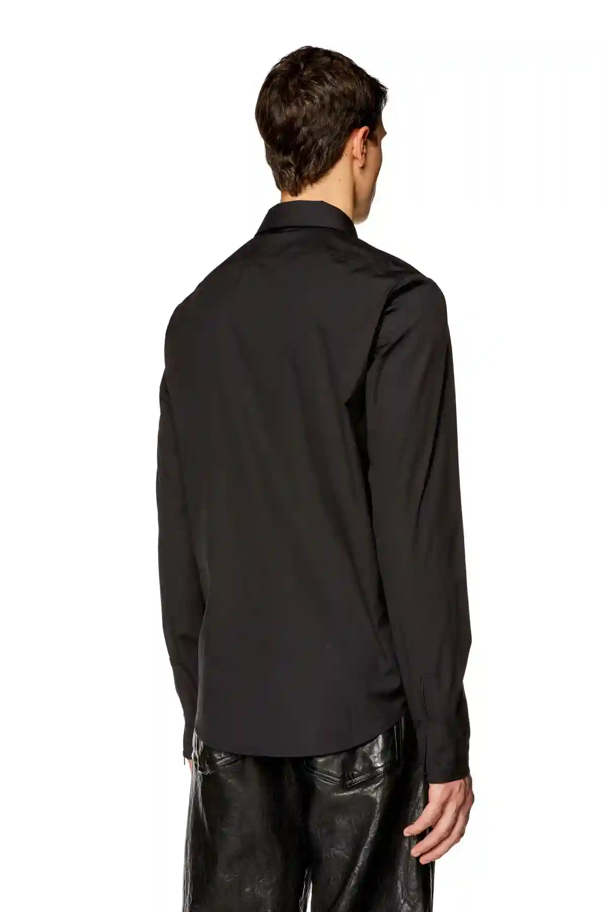 Black Logo-embroidered zip shirt