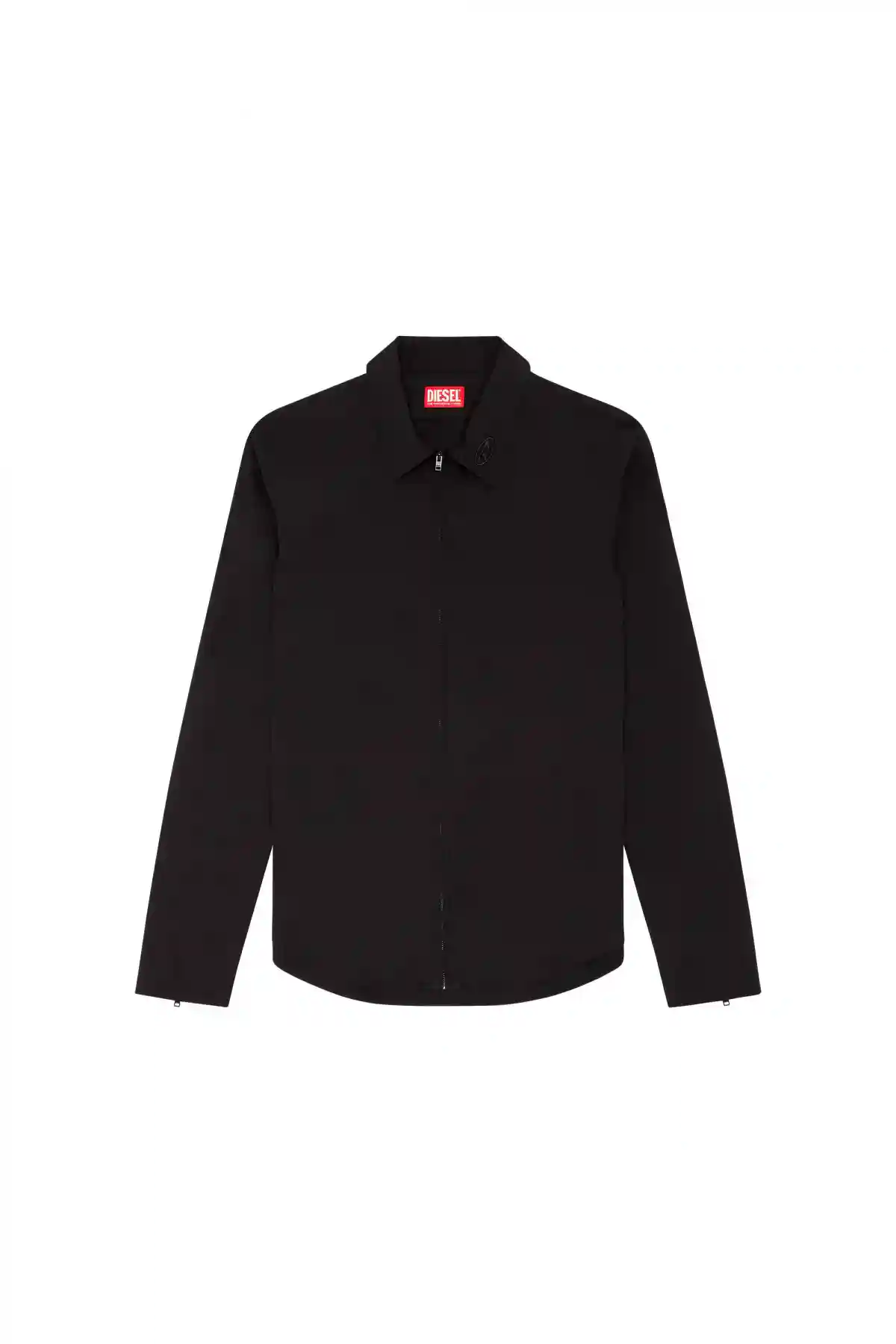 Black Logo-embroidered zip shirt
