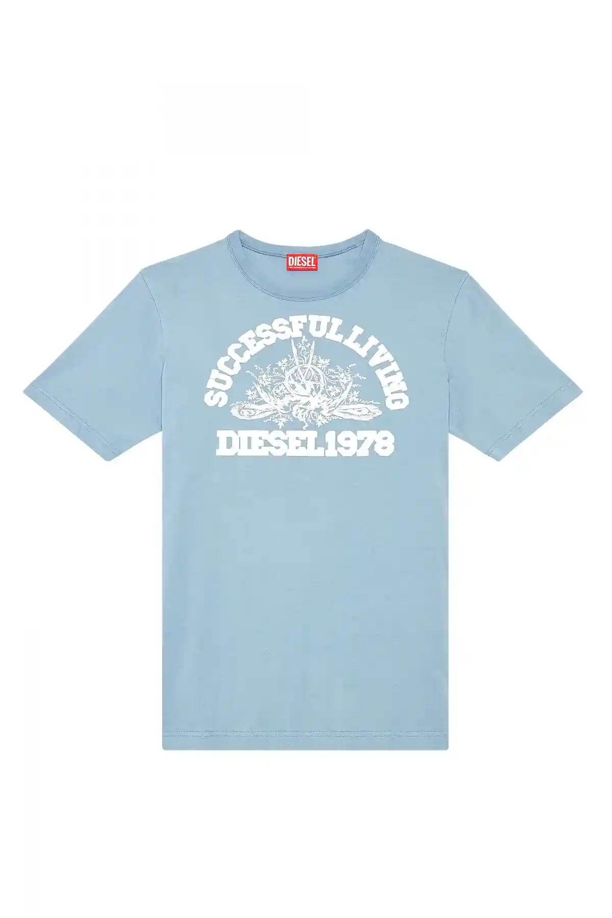 Blue T-shirt with puffy logo print