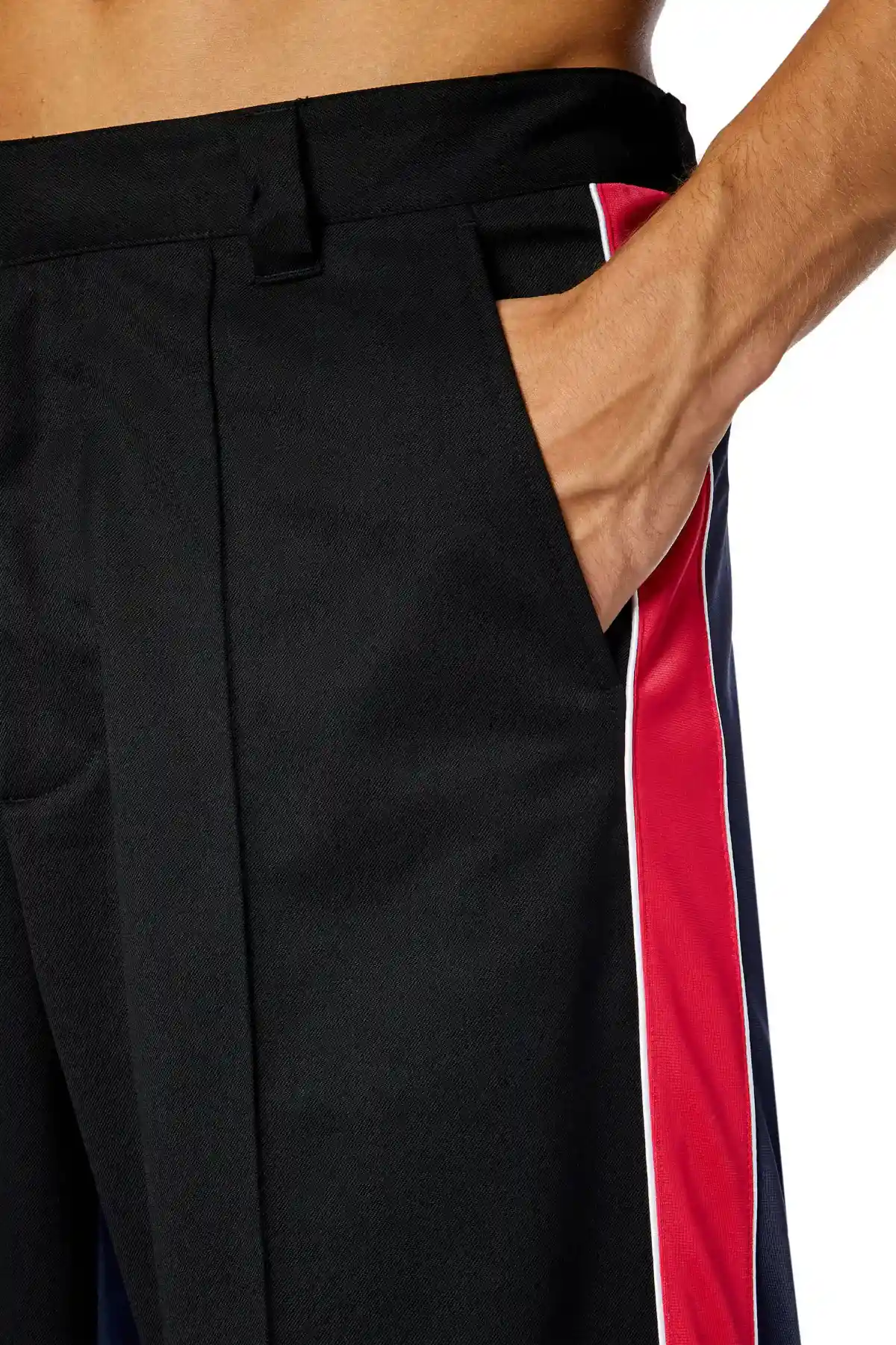 Black Hybrid pants in cool wool and tech jersey