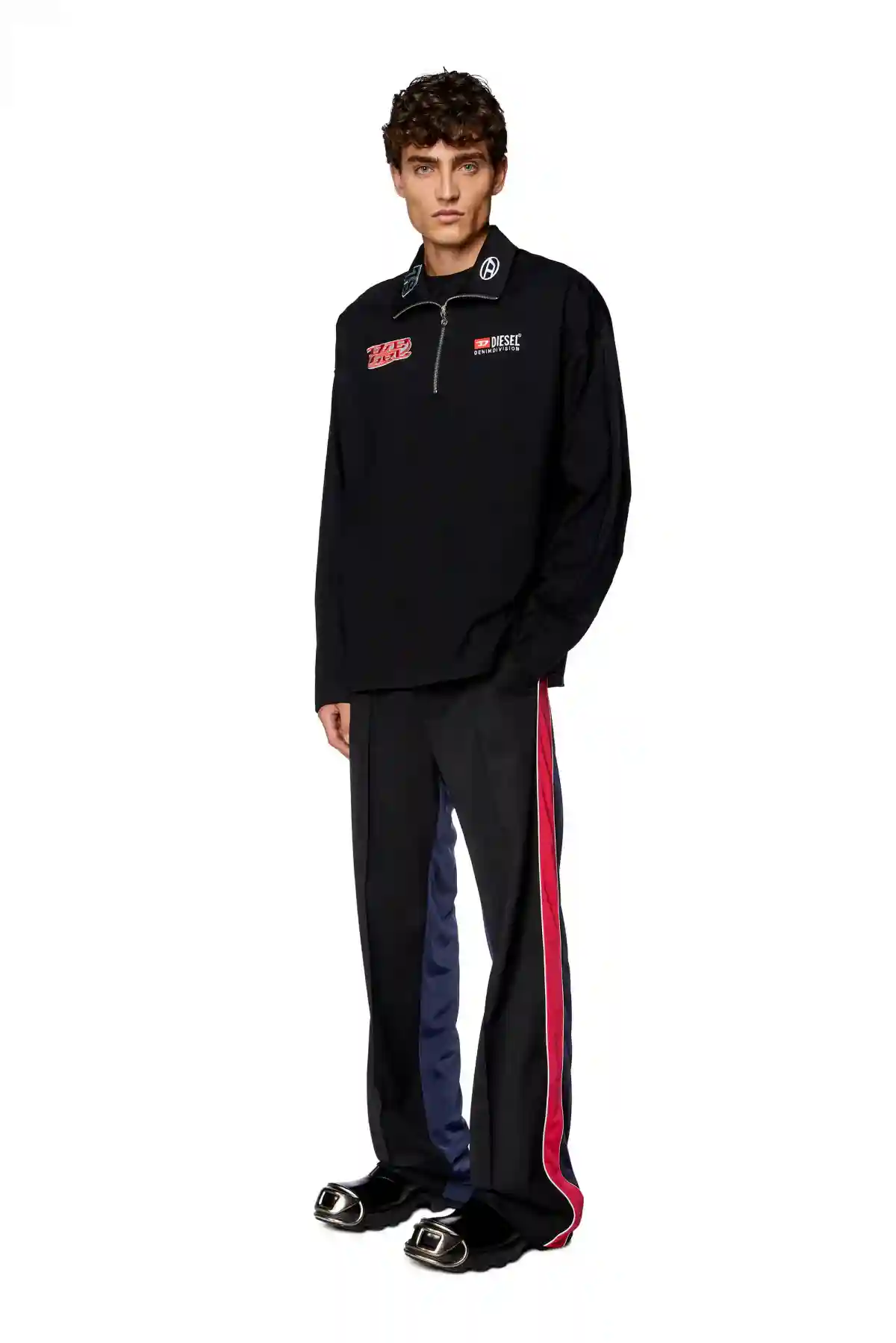 Black Hybrid pants in cool wool and tech jersey